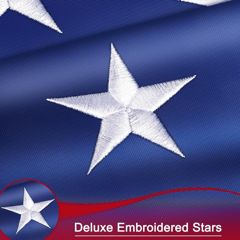 TOOUP American Flag 3x5 FT Outdoor Heavy Duty, USA Flag 3X5 FT 100% 420D Nylon, Sturdy American Flags 3x5 for Outside Longest Lasting, Fade Resistant US Flag with Embroidered Stars, Brass Grommets, Sewn Stripes - Image 2
